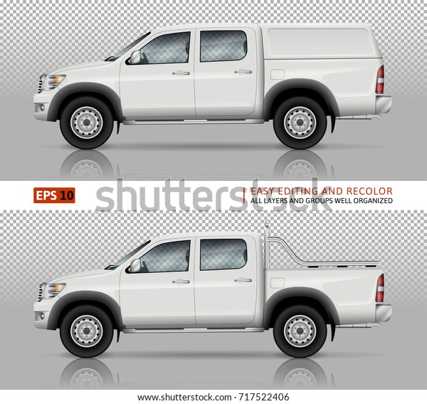 Pickup truck\
vector mock up for car branding and advertising. Pick up cars\
template. Elements of corporate identity. All layers and groups\
well organized for easy editing and\
recolor.
