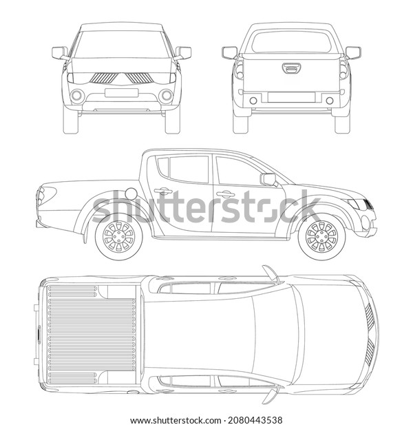 Pickup Truck Vector Template Truck Blueprint Stock Vector (Royalty Free ...