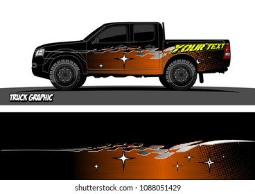 pickup truck wrap design. abstract checkered flag with grunge background for vehicle branding 