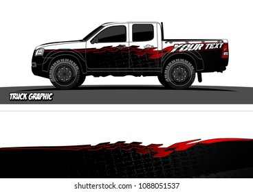pickup truck wrap design. abstract checkered flag with grunge background for vehicle branding 