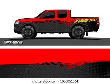 pickup truck wrap design. abstract checkered flag with grunge background for vehicle branding 