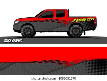 pickup truck wrap design. abstract checkered flag with grunge background for vehicle branding 