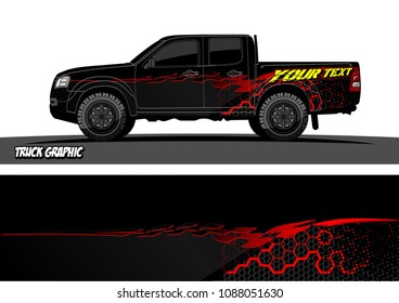 pickup truck wrap design. abstract checkered flag with grunge background for vehicle branding 