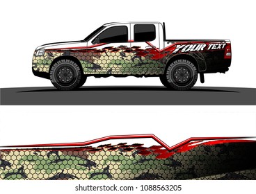 pickup truck wrap design vector. abstract background for vehicle vinyl branding
