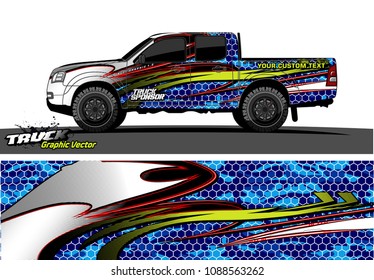 pickup truck wrap design vector. abstract background for vehicle vinyl branding
