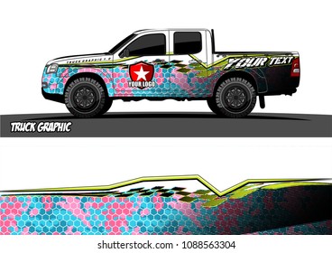 pickup truck wrap design vector. abstract background for vehicle vinyl branding