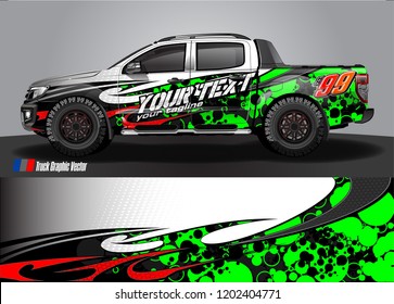 Pickup truck wrap design vector. Graphic abstract stripe racing background kit designs for vehicle wrap, race car, rally, adventure and livery