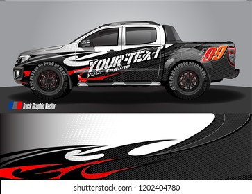 Pickup truck wrap design vector. Graphic abstract stripe racing background kit designs for vehicle wrap, race car, rally, adventure and livery