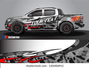 Pickup truck wrap design vector. Graphic abstract stripe racing background kit designs for vehicle wrap, race car, rally, adventure and livery