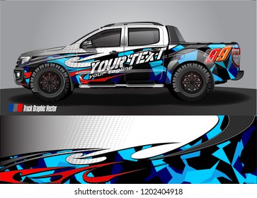 Pickup truck wrap design vector. Graphic abstract stripe racing background kit designs for vehicle wrap, race car, rally, adventure and livery