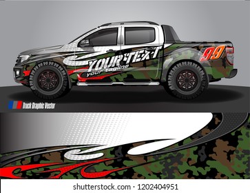 Pickup truck wrap design vector. Graphic abstract stripe racing background kit designs for vehicle wrap, race car, rally, adventure and livery