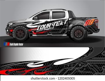 Pickup truck wrap design vector. Graphic abstract stripe racing background kit designs for vehicle wrap, race car, rally, adventure and livery