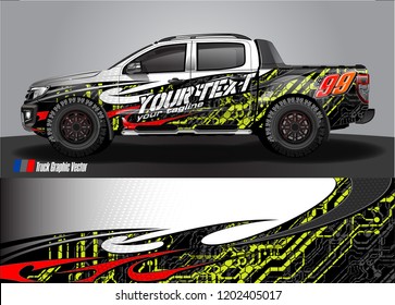 Pickup truck wrap design vector. Graphic abstract stripe racing background kit designs for vehicle wrap, race car, rally, adventure and livery