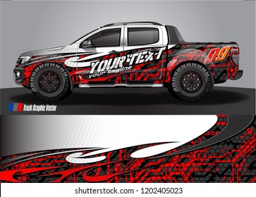 Pickup truck wrap design vector. Graphic abstract stripe racing background kit designs for vehicle wrap, race car, rally, adventure and livery