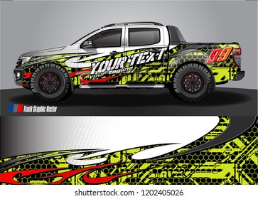 Pickup truck wrap design vector. Graphic abstract stripe racing background kit designs for vehicle wrap, race car, rally, adventure and livery