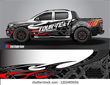 Pickup truck wrap design vector. Graphic abstract stripe racing background kit designs for vehicle wrap, race car, rally, adventure and livery