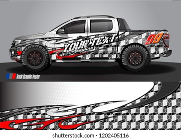Pickup truck wrap design vector. Graphic abstract stripe racing background kit designs for vehicle wrap, race car, rally, adventure and livery