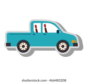 pick-up vehicle transport, isolated flat icon design
