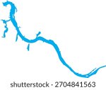 Pickwick Lake Reservoir Map Shape Vector in Alabama, Mississippi, Tennessee