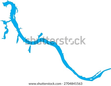 Pickwick Lake Reservoir Map Shape Vector in Alabama, Mississippi, Tennessee