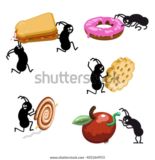 Picnic Ants Taking Away Food Like Stock Vector (Royalty Free) 405264955