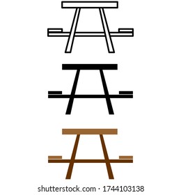 Picnic area icon of 3 types: color, black and white, outline. Isolated vector sign symbol.