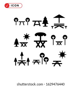 picnic area icon or logo isolated sign symbol vector illustration - Collection of high quality black style vector icons
