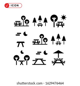 picnic area icon or logo isolated sign symbol vector illustration - Collection of high quality black style vector icons
