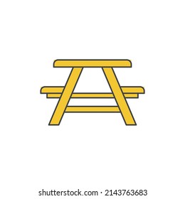Picnic area, picnic table icon in color icon, isolated on white background 