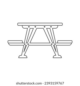 Picnic area, picnic table line icon in black flat glyph, filled style isolated on white background