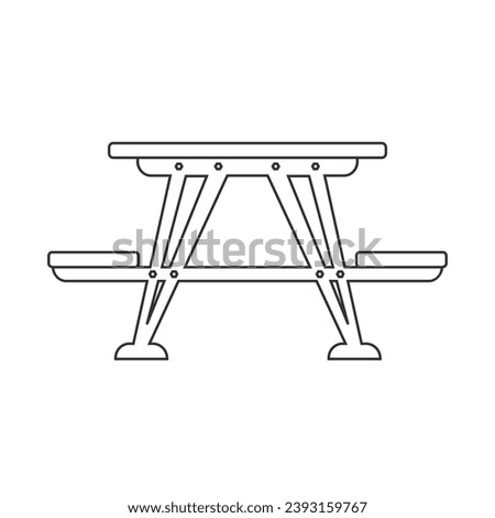 Picnic area, picnic table line icon in black flat glyph, filled style isolated on white background