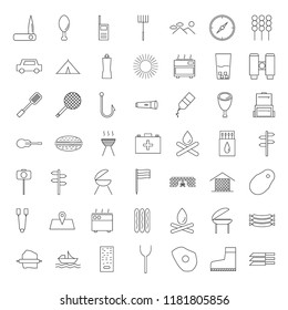 picnic and barbecue icon set