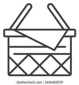 picnic basket black line icon on white background