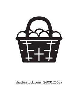 Picnic Basket black outline Icon vector design