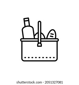 Picnic basket camping icon vector eps