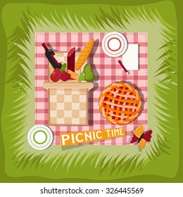 Picnic Basket Cartoon Vector Illustration : image vectorielle de stock