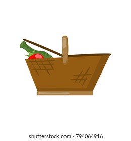 Picnic basket cartoon vector Illustration