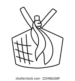 picnic basket doodle icon, vector illustration