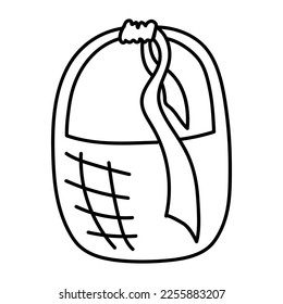 icono del doodle de cesta picnica, ilustración vectorial