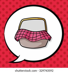 picnic basket doodle, speech bubble