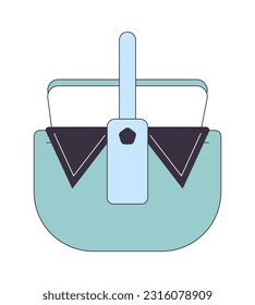 Picnic basket flat line color isolated vector object. Container for food. Lunch storage. Summertime. Editable clipart image on white background. Simple outline cartoon spot illustration for web design