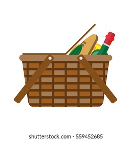 Picnic basket with food