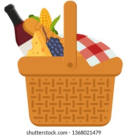 Picnic Basket Food Vector Cartoon Illustration Stock Vector (Royalty ...