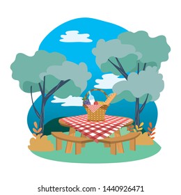 Picnic basket in forest design