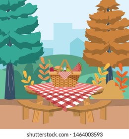 Picnic basket in forest design