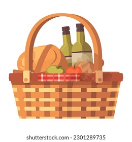 Picnic basket full of organic food