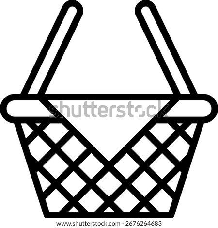 Picnic Basket icon, Black And White Outline Icon Symbol