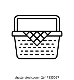 Picnic basket icon for carrying supplies and food