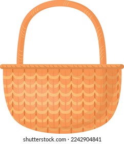 Picnic basket icon. Cartoon empty handmade wicker isolated on white background