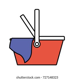 picnic basket icon in color sections silhouette vector illustration